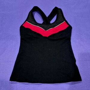 Bebe Sport Black/Jester Red Criscross Tank w/Shelf Bra - XS/S.